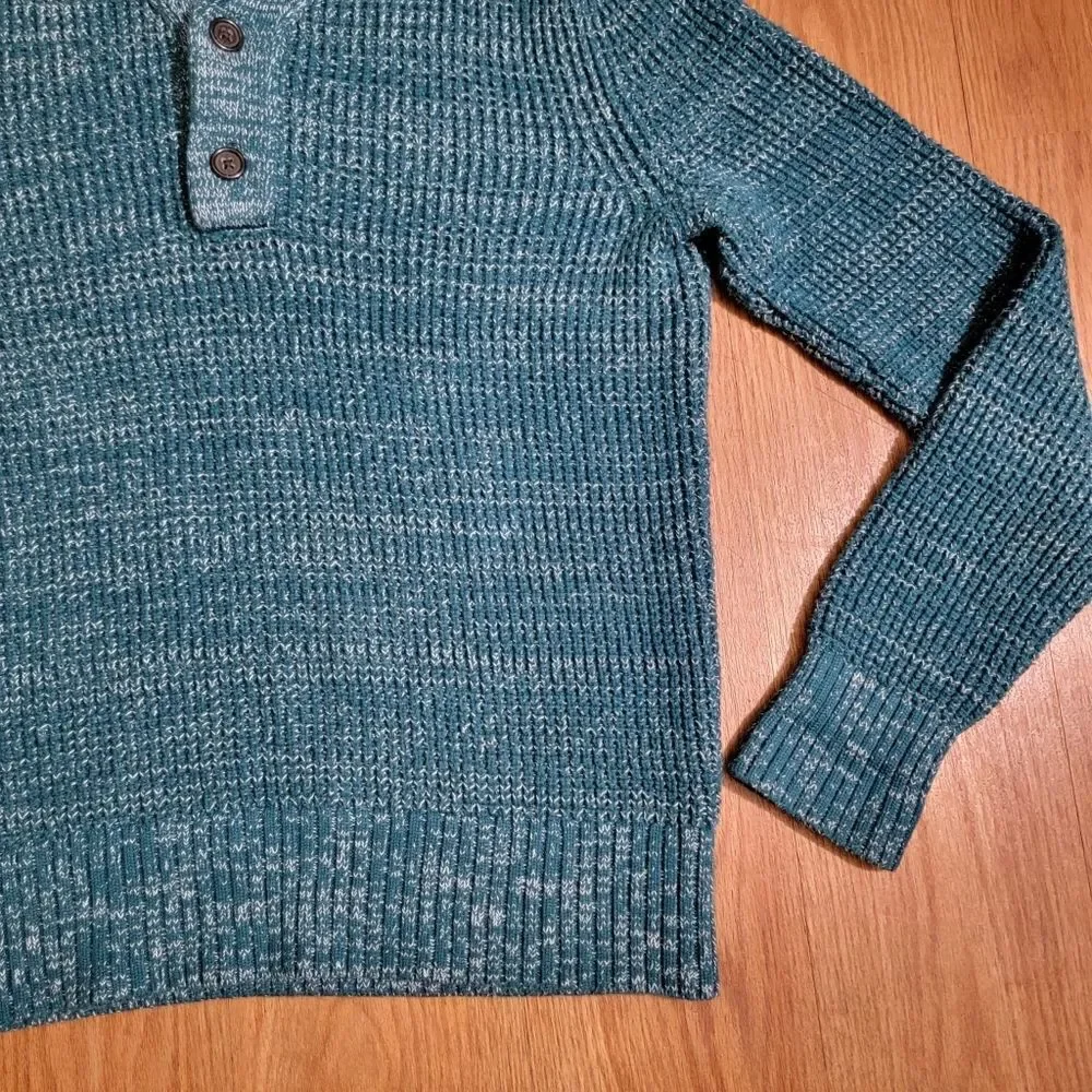 Banana Republic Cowl Neck Men's Button Sweater Heather Green Size Small S
